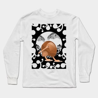 Kiwi Bird Koru Pattern Long Sleeve T-Shirt